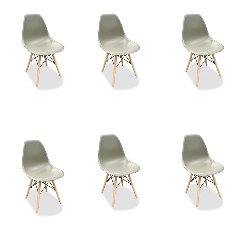 SMTE Luna Kitchen and Dining Chairs - 6 x Chairs - Stone Grey with keychain