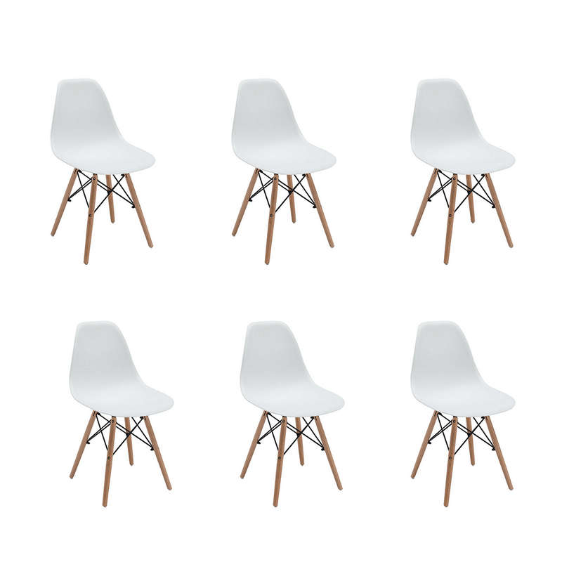 SMTE Luna Kitchen and Dining Chairs - 6 x Chairs - Pure White with keychain