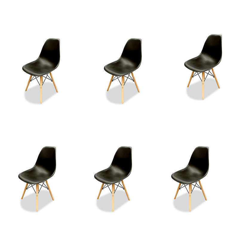 SMTE Luna Kitchen and Dining Chairs - 6 x Chairs - Midnight Black with keychain