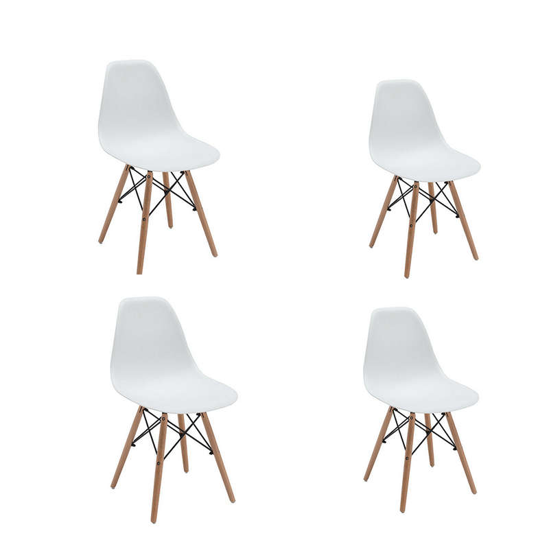SMTE Luna Kitchen & Dining Chairs - 4x Chairs - Pure White with keychain