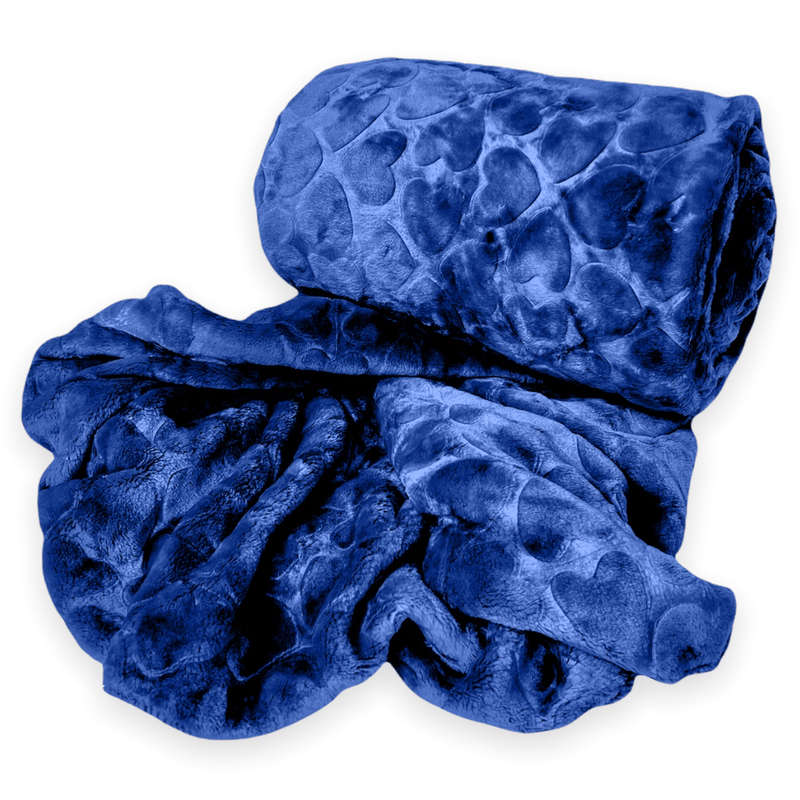 SMTE Super soft Throw Fleece Blanket Warm Winter - Royal Blue with keychain