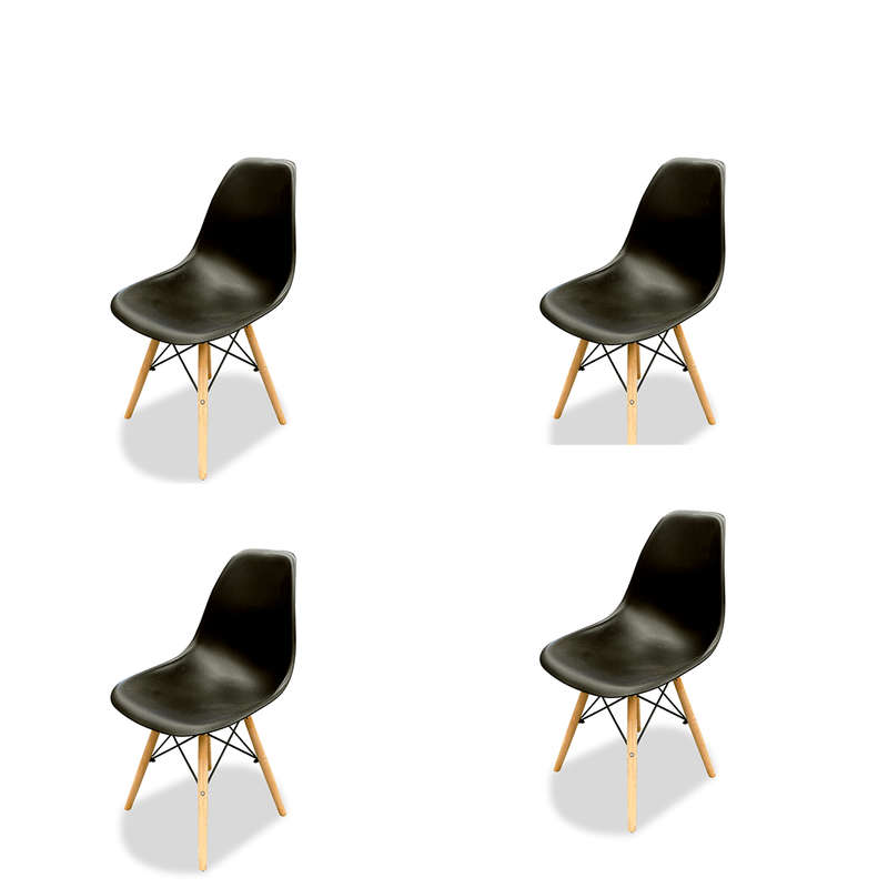 SMTE Luna Kitchen & Dining Chairs - 4x Chairs - Midnight Black with keychain