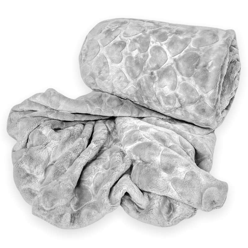 SMTE Super soft Throw Fleece Blanket Warm Winter - Silver with keychain