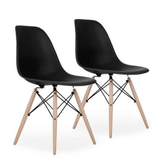 SMTE Emmy Wooden Leg Chair Black (2 Pieces) with keychain