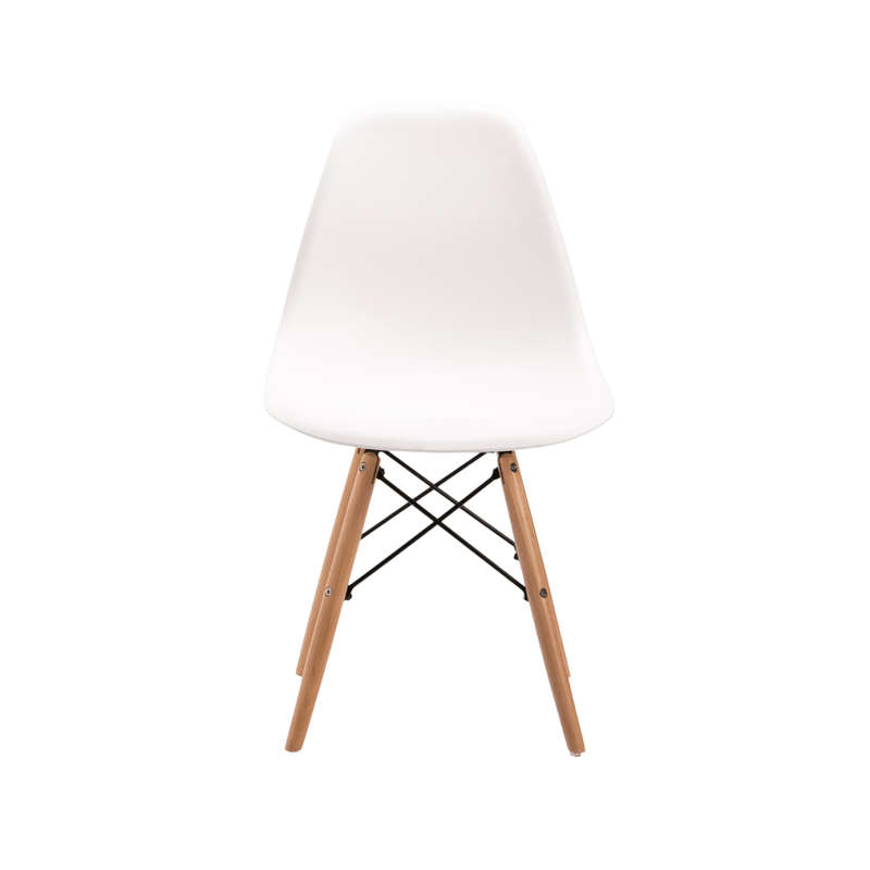 SMTE Earl James Wooden Legs Dining Chair - Bright White with keychain