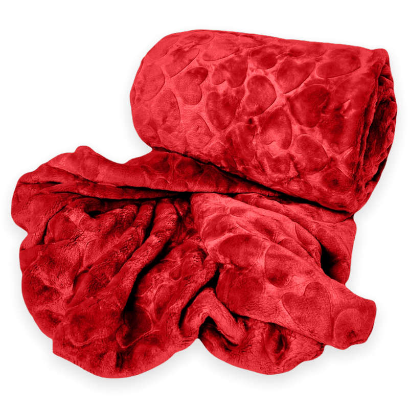 SMTE Super soft Throw Fleece Blanket Warm Winter - Red with keychain
