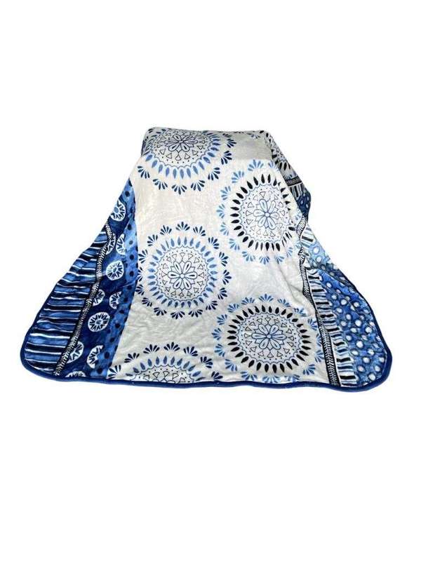 SMTE Rainbow Mink Blanket - Blue, White with keychain