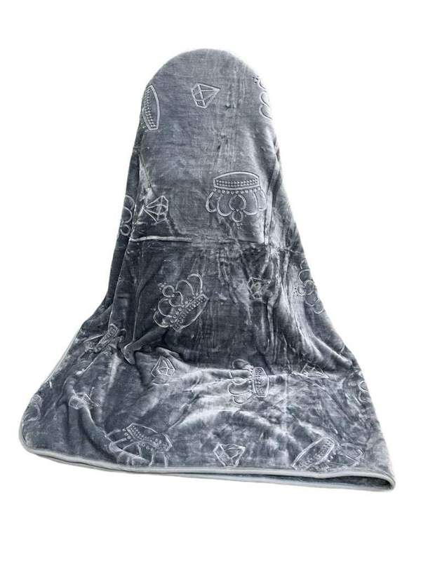 SMTE Mink Diamond Super Soft Blanket - 1 Piece - Dark Grey with keychain