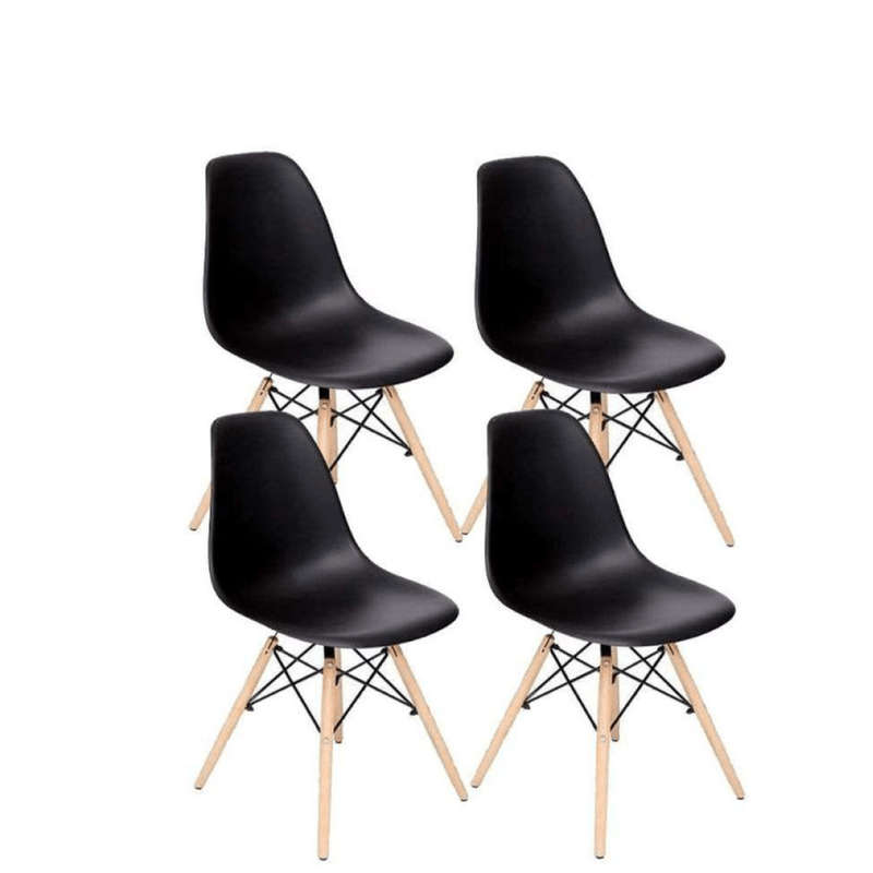 SMTE Dining Chairs - Set Of 4 - Black with keychain