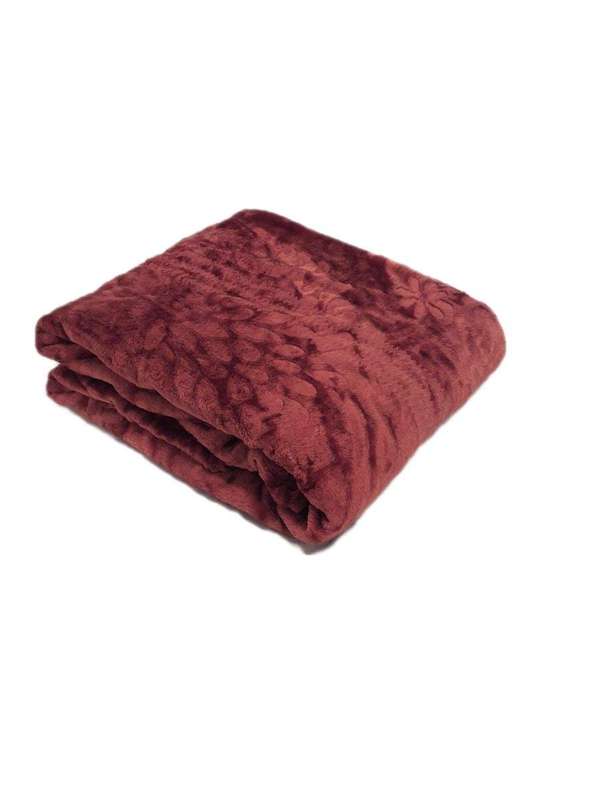 SMTE Queen Size IYWA Blanket - One-Ply - Warm and Comfy - Standard Mink - Red with keychain