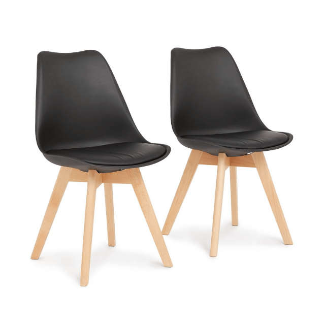 SMTE Dining Chair Set Of 2 - Black with keychain