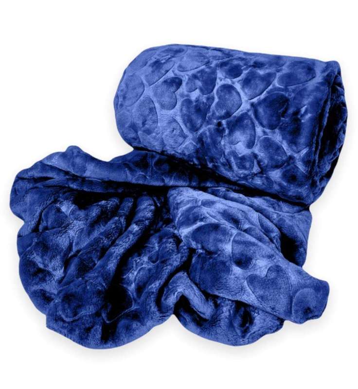 SMTE Acesa Premium Quality Fleece Blanket For Winter - Dark Blue with keychain