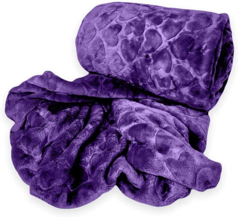 SMTE Acesa Premium Quality Fleece Blanket 210x180cm For Winter - Dark Purple with keychain