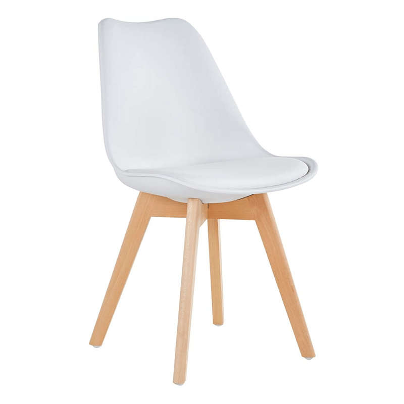 SMTE Classy Padded Retro Plastic Dining Chair - White with keychain