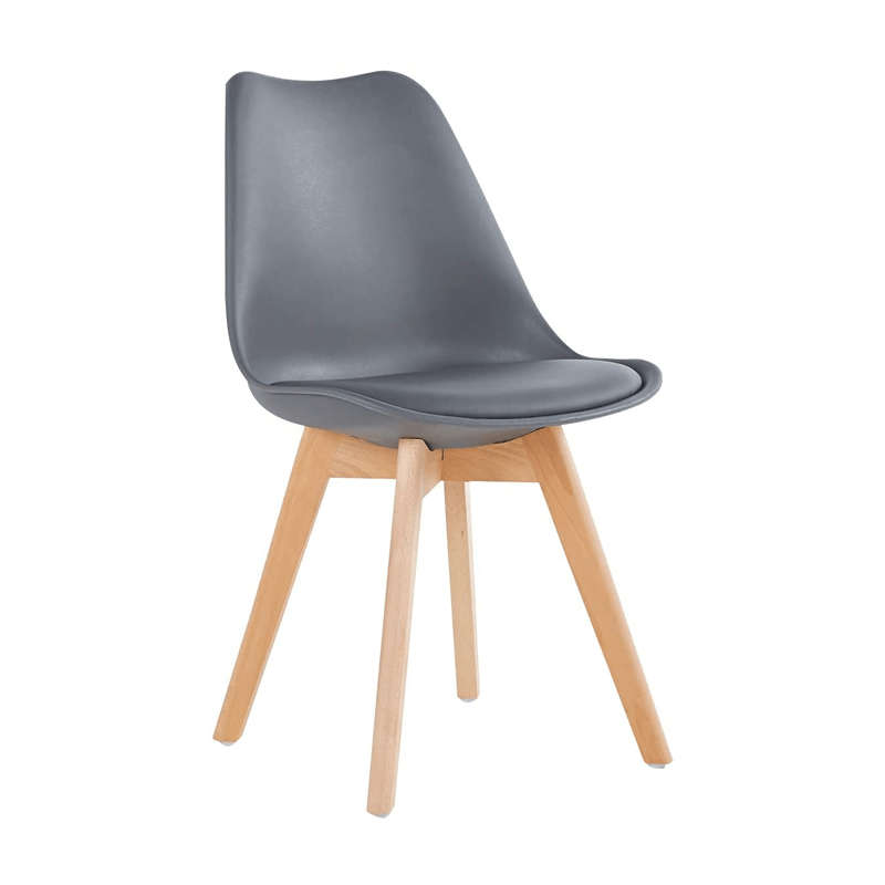SMTE Classy Padded Retro Plastic Dining Chair - Grey with keychain