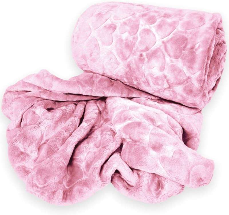 SMTE Acesa Premium Quality Fleece Blanket For Winter - Pink with keychain