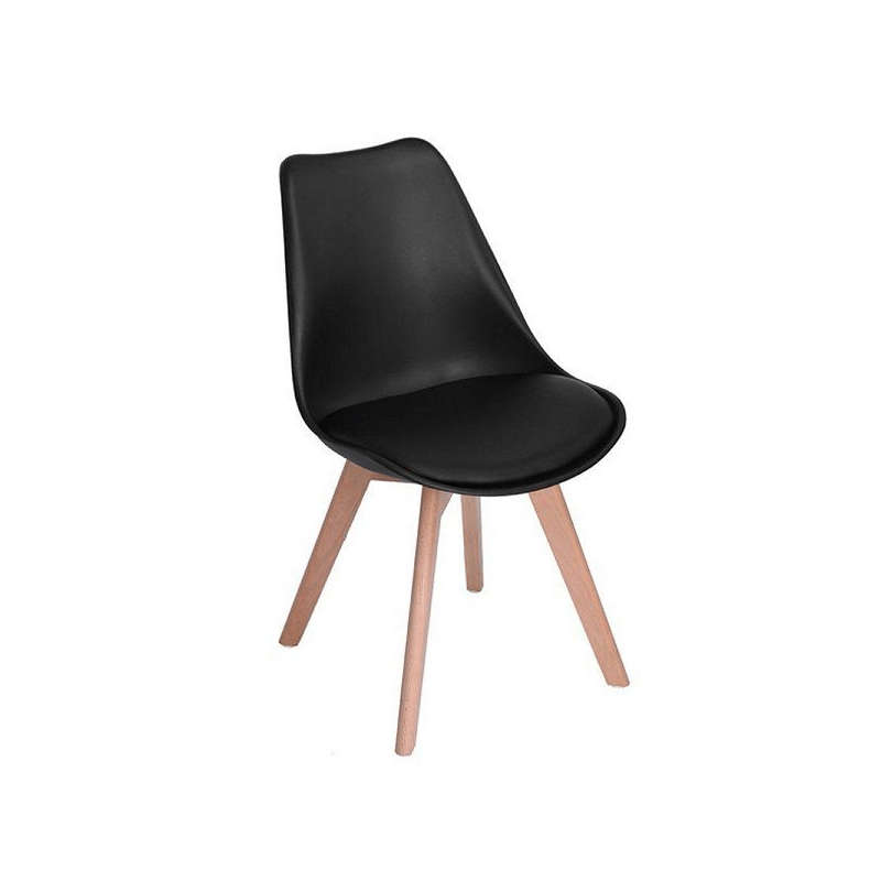SMTE Classy Padded Retro Plastic Dining Chair - Black with keychain