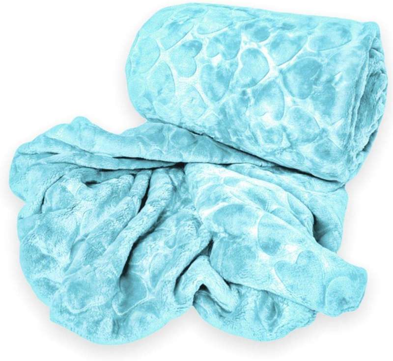 SMTE Acesa Premium Quality Fleece Blanket For Winter - Sky Blue with keychain