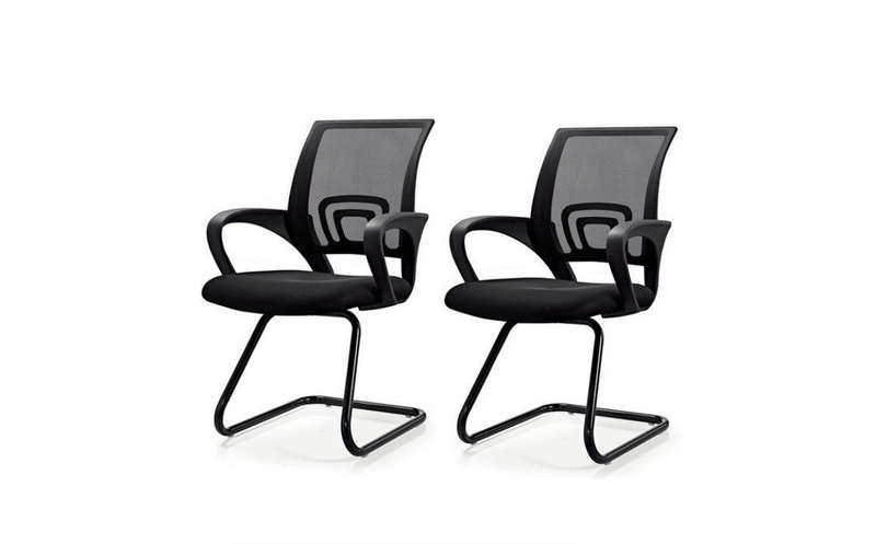 SMTE Cantilever Chair with Mesh Cover and Floor Protectors - Set of 2 with keychain