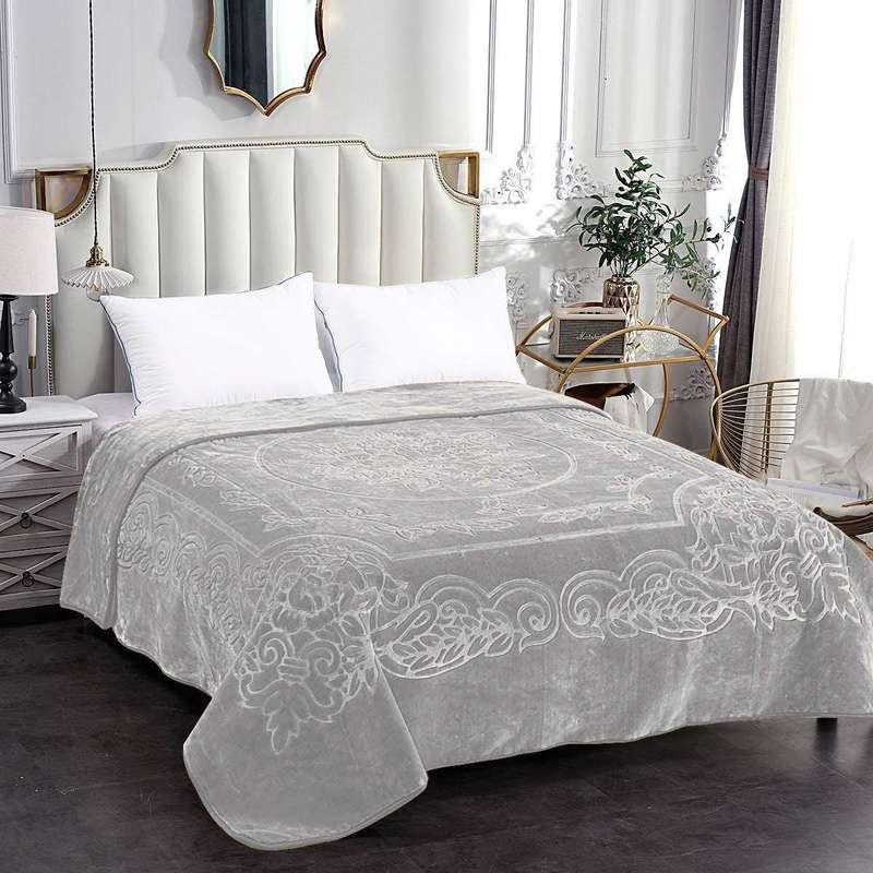 SMTE Rainbow - Luxury Mink Blanket 230x200cm - Warm Winter Fleece - Cream - Liquid Silver with ke...