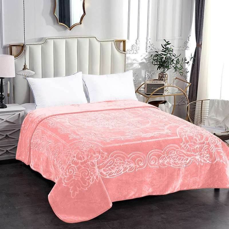 SMTE Rainbow - Luxury Mink Blanket 230x200cm - Warm Winter Fleece - Peach with keychain