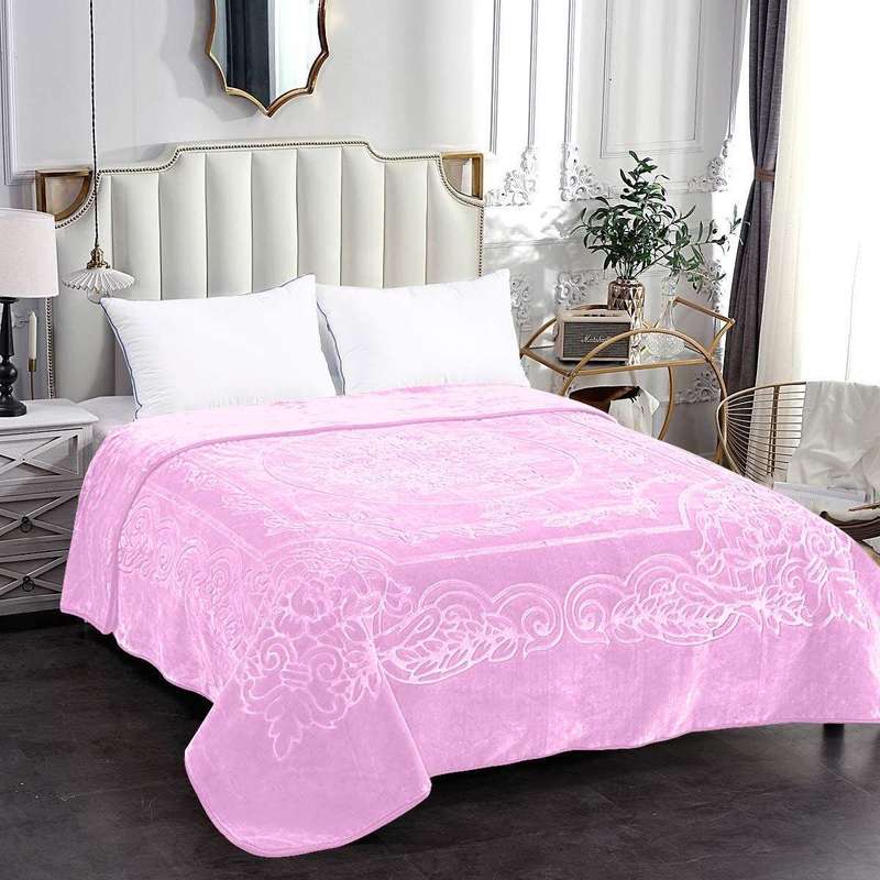 SMTE Rainbow - Luxury Mink Blanket 230x200cm - Warm Winter Fleece - Pink with keychain