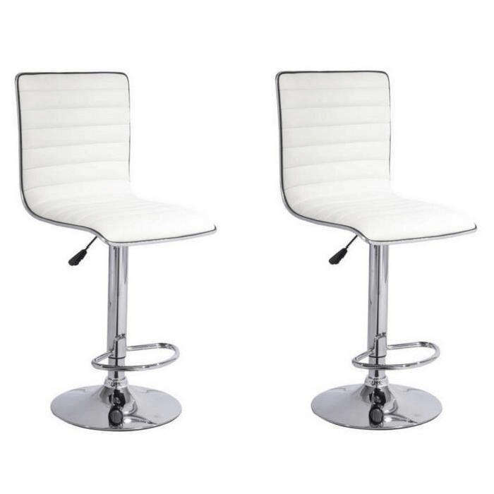 SMTE Bar Stools / Kitchen Counter Chairs - Set of Two ? White Colour with keychain