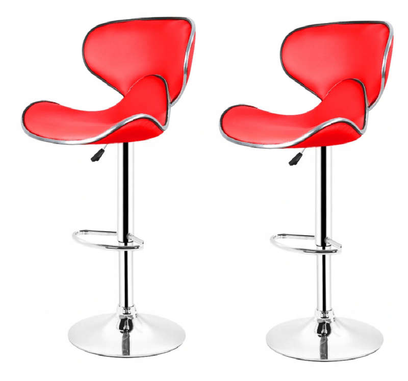 SMTE Bar Stools / Kitchen Counter Chairs - Pack of Two ? Red Colour with keychain