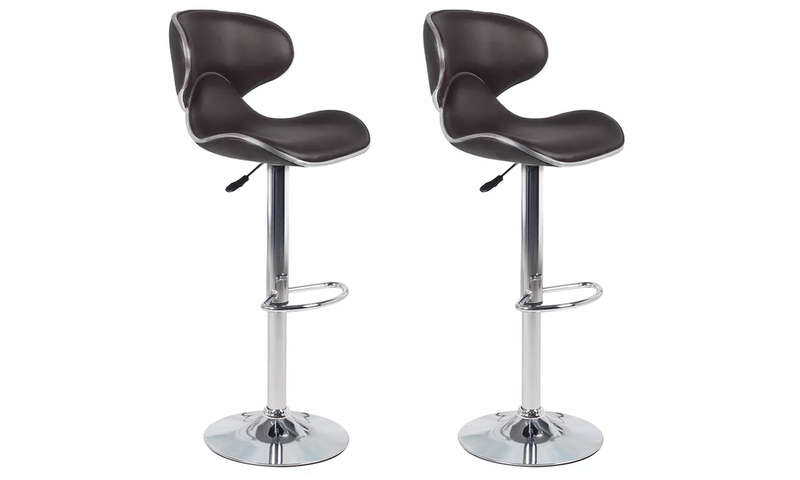 SMTE Bar Stools / Kitchen Counter Chairs - Pack of Two ? Brown Colour with keychain