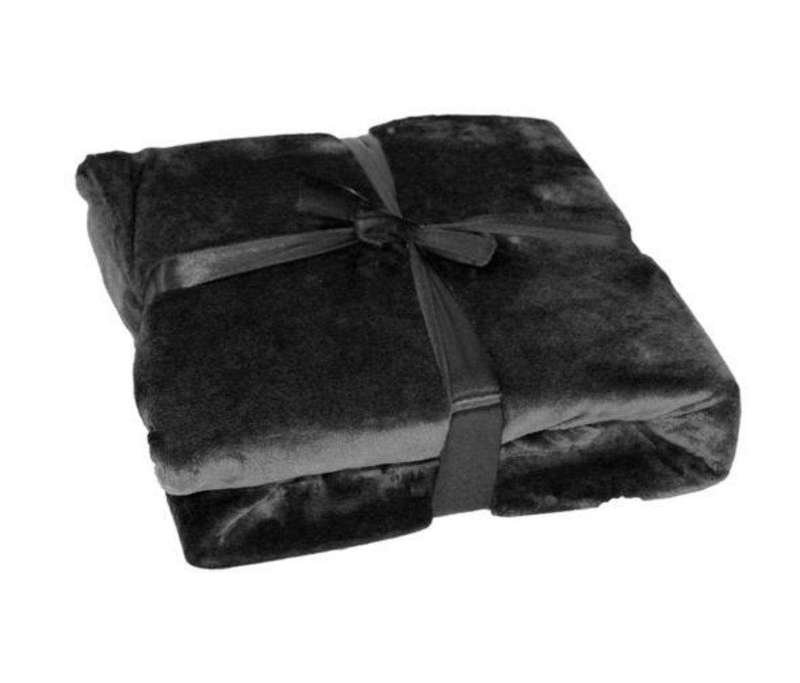 SMTE Dream World Luxurious Suede Microfiber Fleece Throw Blanket - 150x180cm - Black with keychain