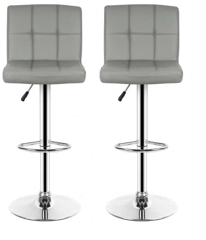 SMTE Bar Stools / Kitchen Counter Breakfast Chairs - Set of Two - Grey Colour with keychain
