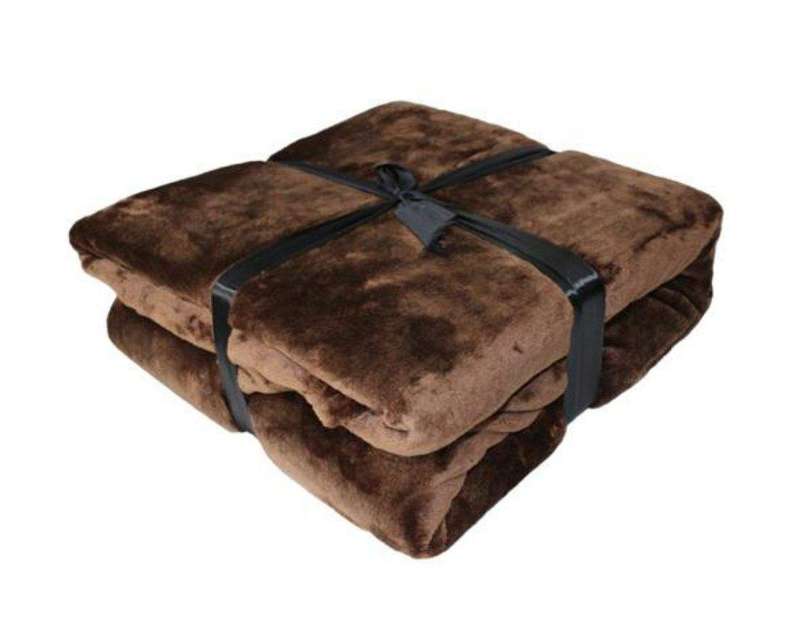 SMTE Dream World Luxurious Suede Microfiber Fleece Throw Blanket - 150x180cm - Brown with keychain