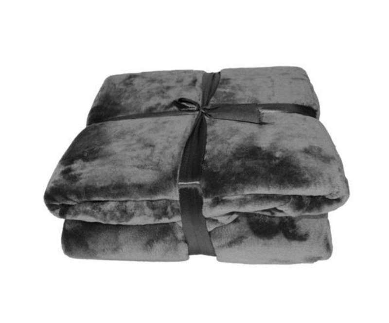 SMTE Dream World Luxurious Suede Microfiber Fleece Throw Blanket - 150x180cm - Grey with keychain