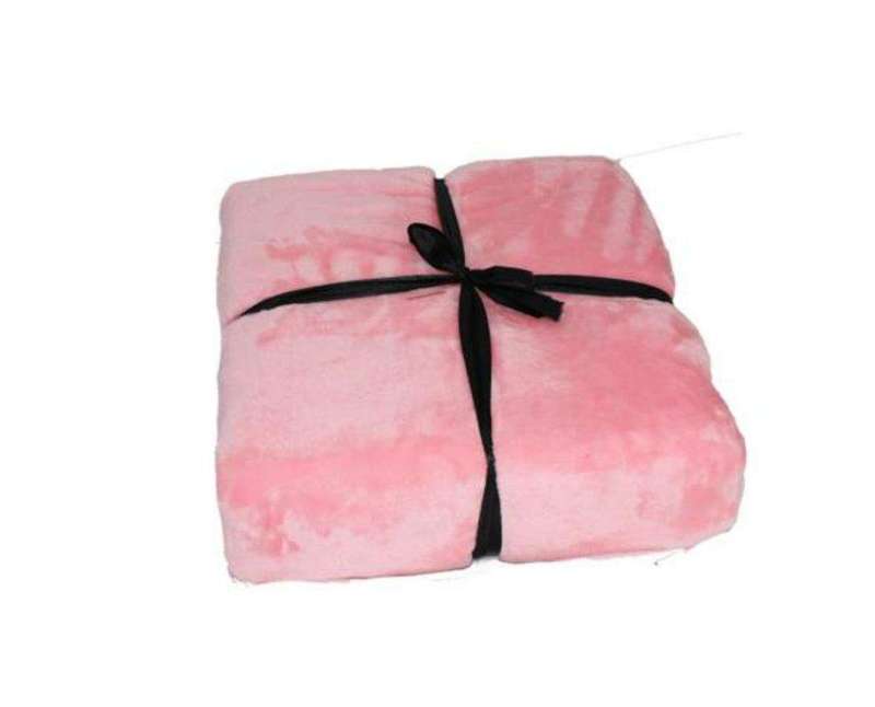 SMTE Dream World Luxurious Suede Microfiber Fleece Throw Blanket - 150x180cm - Pink with keychain