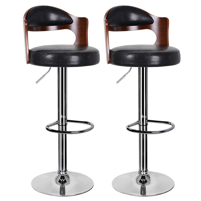 SMTE Bar Stools / Kitchen / Cafe Swivel Chairs ?Set of 2- Black / Brown Colours with keychain