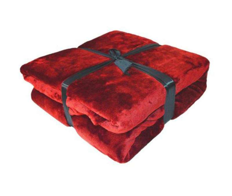 SMTE Dream World Luxurious Suede Microfiber Fleece Throw Blanket - 150x180cm - Red with keychain