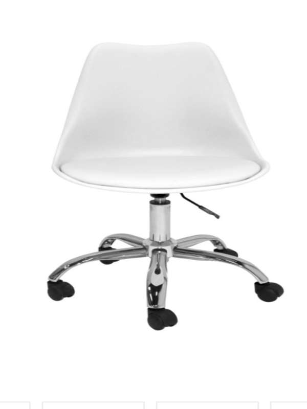 SMTE Armless Office Home Chair - White with keychain