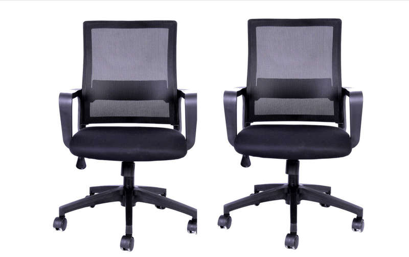 SMTE Adjustable Height Swivel Mesh Chair with Armrest Lumbar Support - Set of 2 with keychain