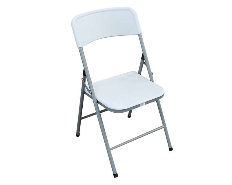 SMTE 6Pc White, Grey Steel Folding Chair with keychain