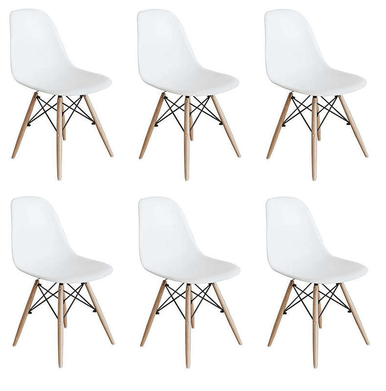 SMTE 6 x Wooden Leg White Cafe Chair with keychain