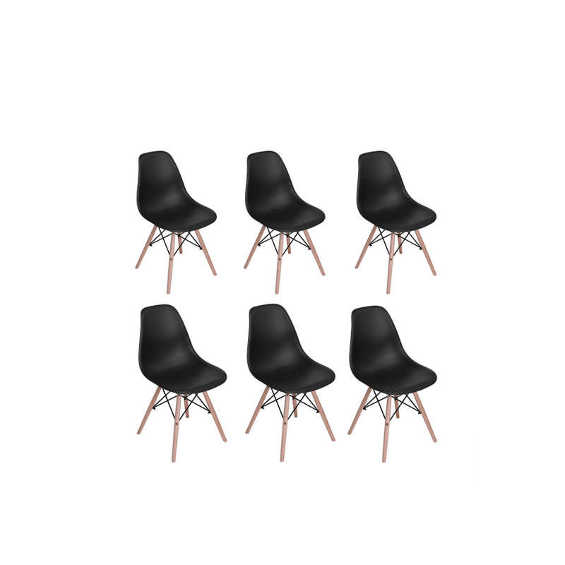 SMTE 6 x Wooden Leg Dining Chairs - Black Color with keychain