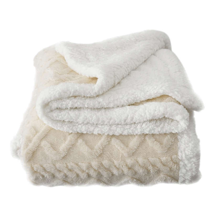SMTE Warm Flannel Fluffy Throw Fleece Soft Thick Blankets - White with keychain