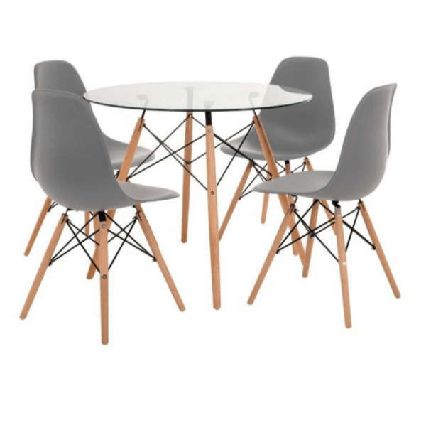 SMTE 5 Piece Table and Wooden Leg Chairs with keychain
