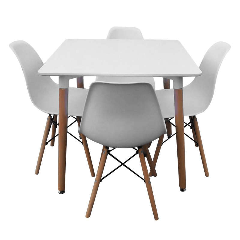 SMTE 5 Piece Table and Wooden Leg Chairs with keychain