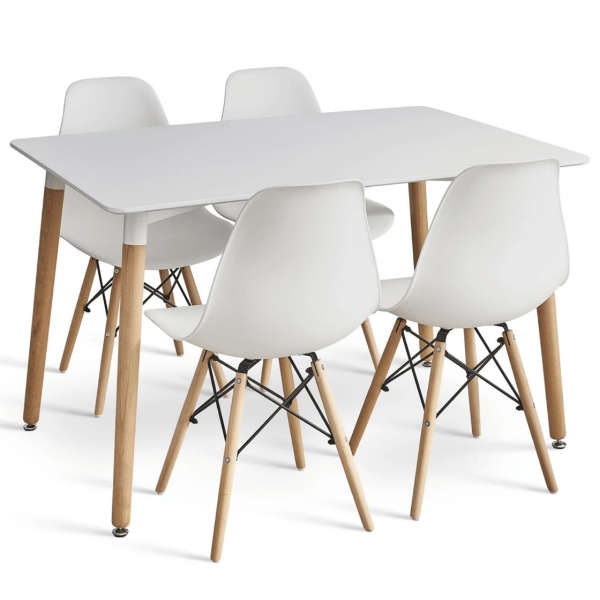 SMTE 5 Piece square Table and Wooden Leg Chairs with keychain