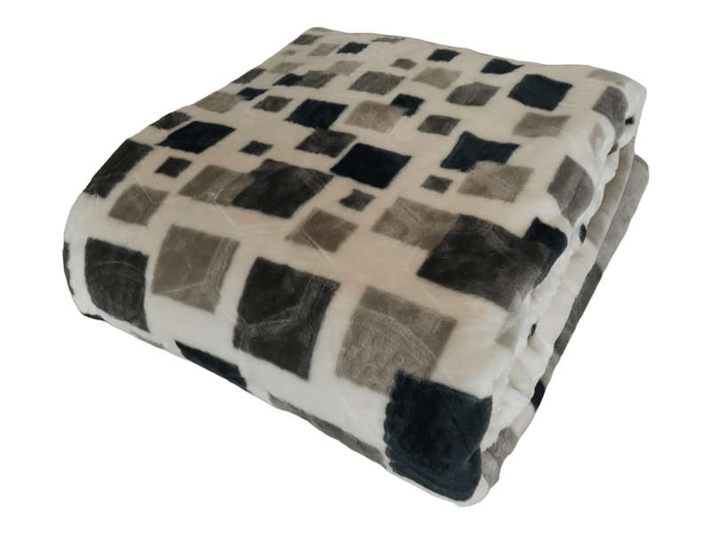 SMTE Dark Grey/Light Grey Polyester Premium Elite Luxury Queen Blanket with keychain