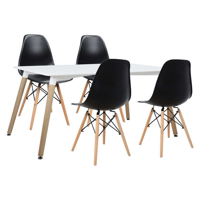 SMTE 5 Piece Dining Table & Wooden Leg Chair Set with keychain