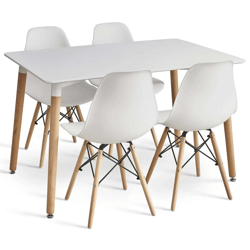 SMTE 5 In 1 Nordic Design Rectangular Dining Table and Chairs Set with keychain