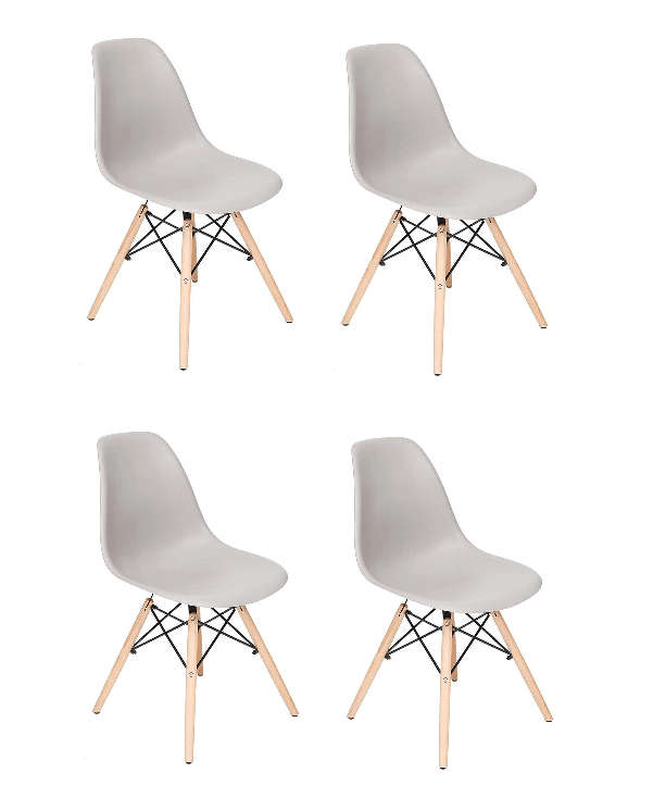 SMTE 4 x Wooden Leg Chairs - Grey with keychain