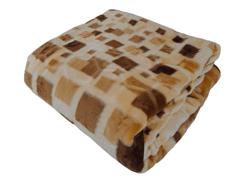 SMTE Brown/Beige Polyester Premium Elite Luxury Queen Blanket with keychain